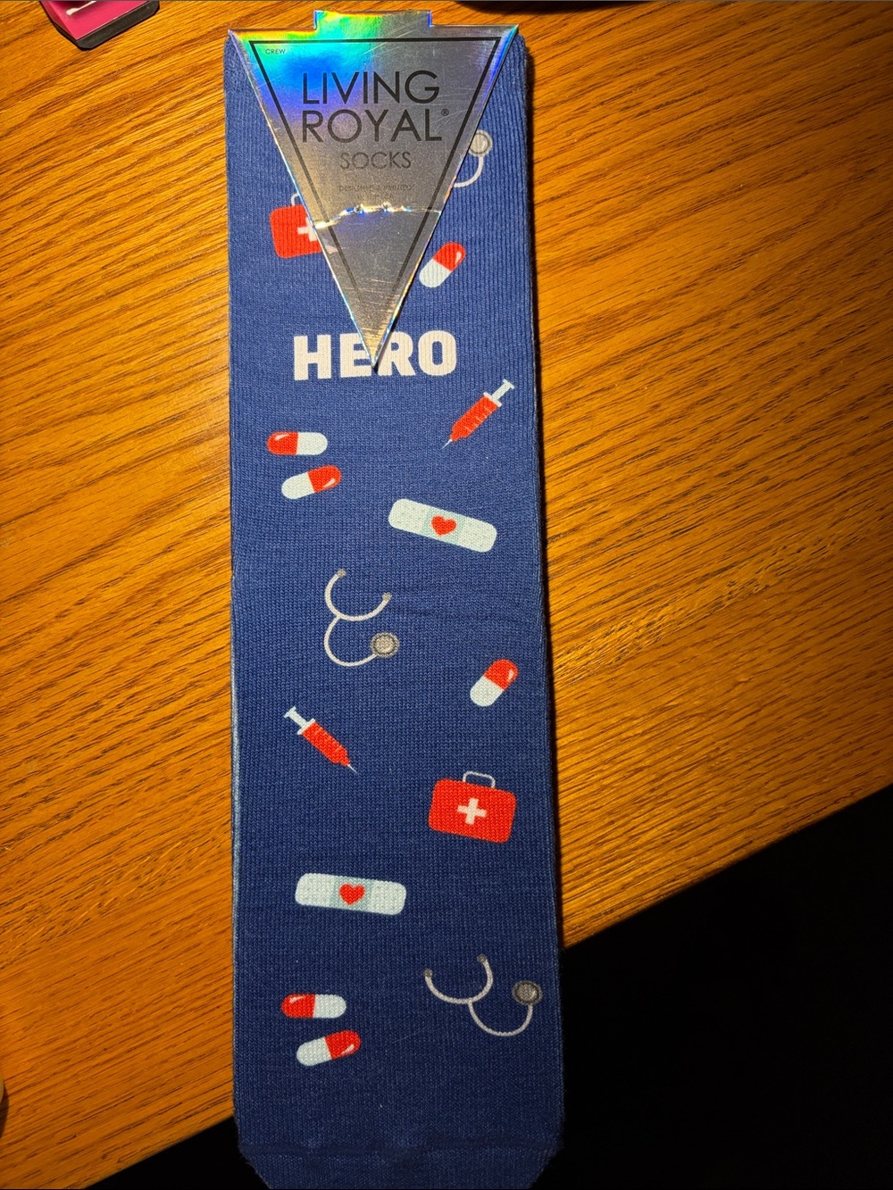 Living Royal Women's or Men’s Blue 'Hero' Medical Pattern Socks